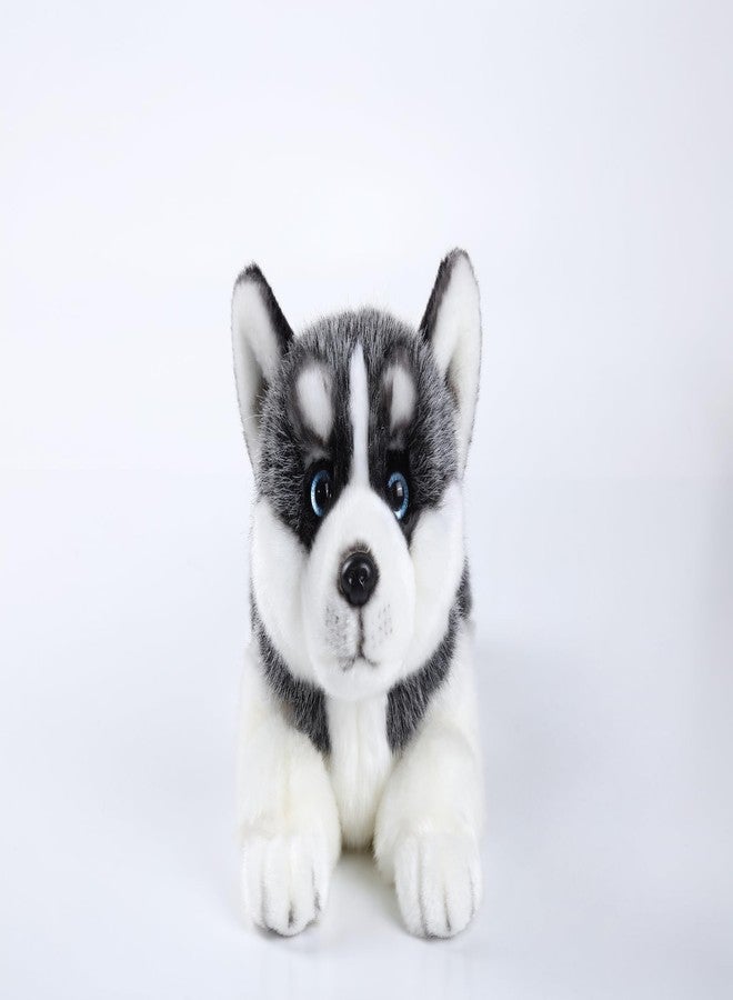 CU-MATE 16" Plush Siberian Husky Dog Toys, Simulation-Realistic & Lifelike Soft Stuffed Animal Dog, Handmade Lying Stuffed Dog Toys, Present Gift for Boys and Girls - Image 2